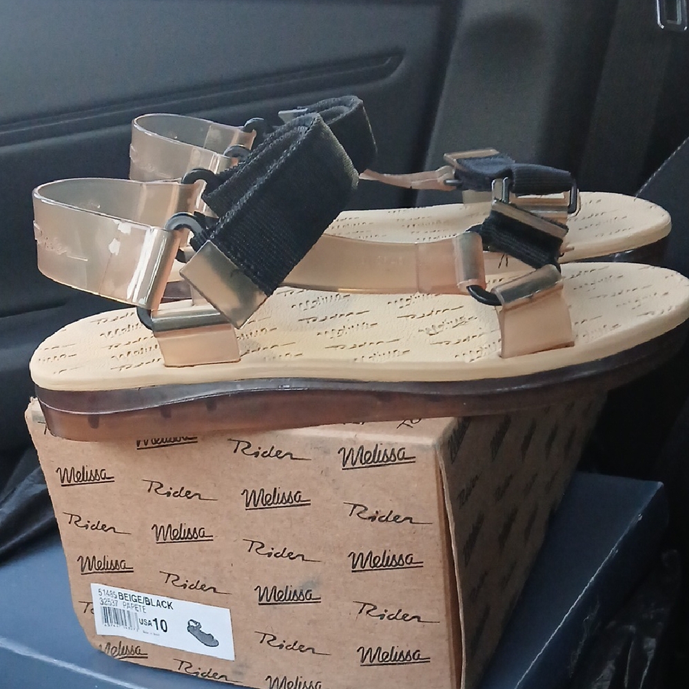 Melissa Beige and Black Papete Sandals